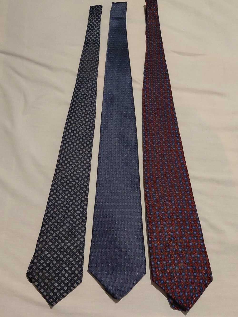 Men's Classic 100% Silk Ties - Navy and Burgundy Patterns